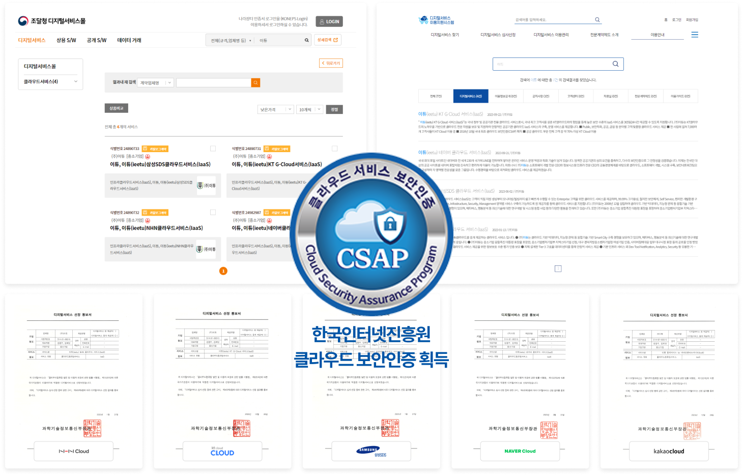 한국인터넷진흥원 클라우드 보안인증 획득